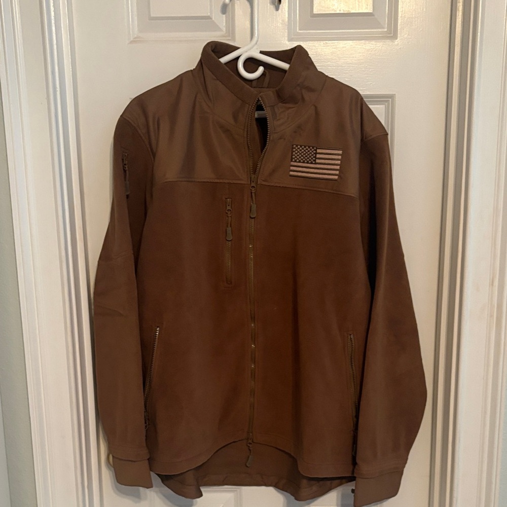 Men's Tan Military Jacket with Flag Patch